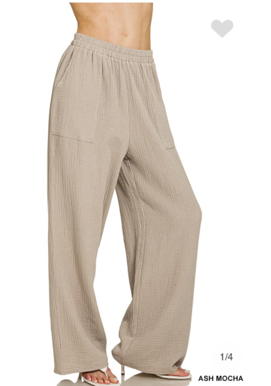 Zenana Double Gauze Elastic Band Pants Size S